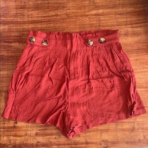 No.135 a.n.a Red High Waist Distressed Denim Shorts size 10